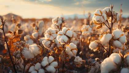 Golden cotton fields, a testament to agricultural abundance and hard work - obrazy, fototapety, plakaty