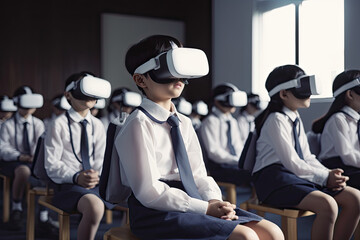 Obraz premium Future education using Virtual reality goggles