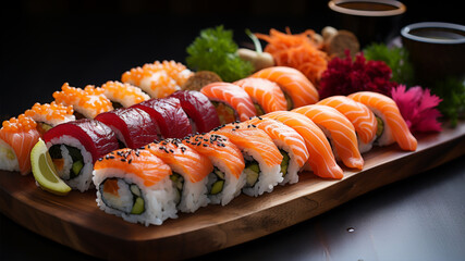 Sashimi plate - Japanede food. ai generate