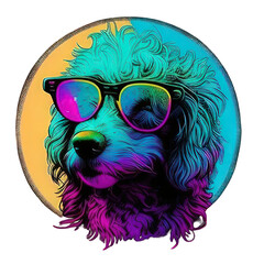 Cute Dog With Glasses Neon Ray Lights