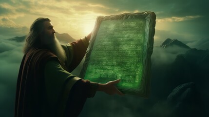 Ancient Prophet Holding The Emerald Tablet - obrazy, fototapety, plakaty