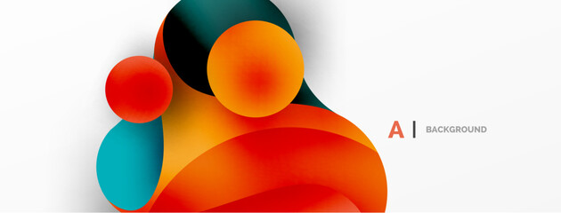 Flowing geometric shapes minimalist abstract background. Round shapes and circles. Wallpaper for concept of AI technology, blockchain, communication, 5G, science, business