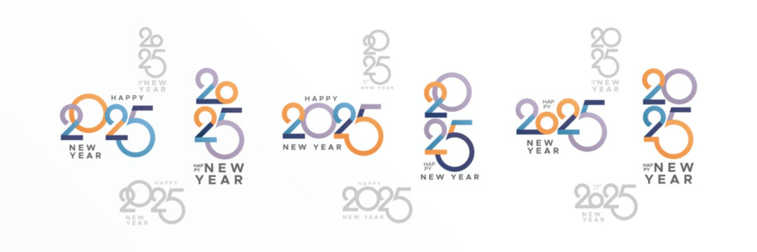 Set of 2025 new year logo number. Happy new year 2025 concept for calendar. 2025 new year celebration