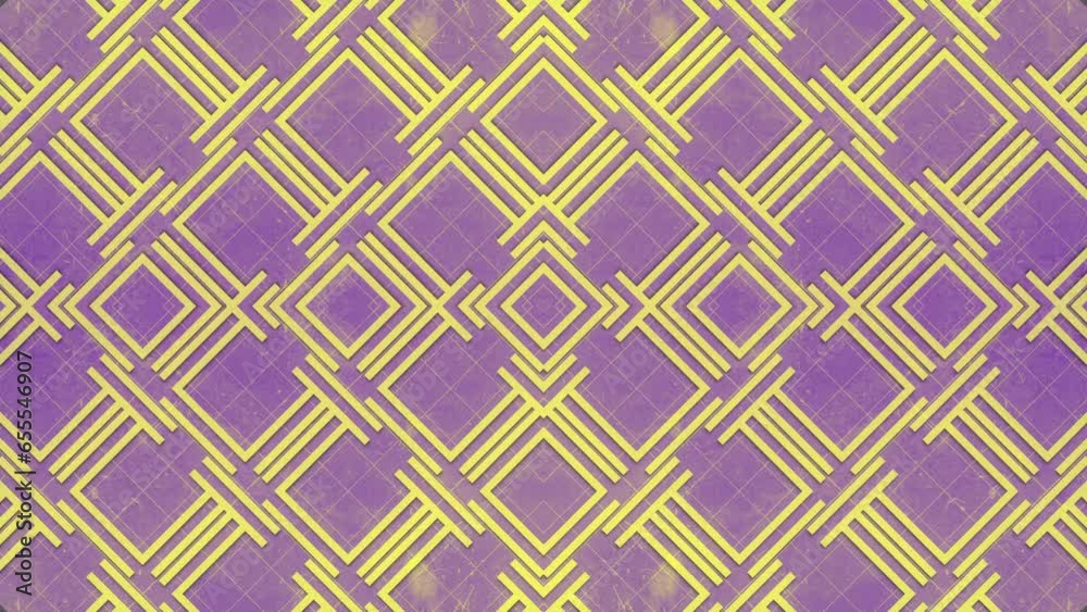 Fototapete 3d rendering loop animation of yellow geometric symmetrical pattern 4K