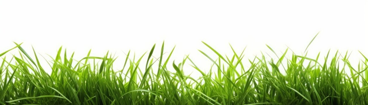 Hi Resolution image of Fresh green grass isolated against a white background, Generative AI