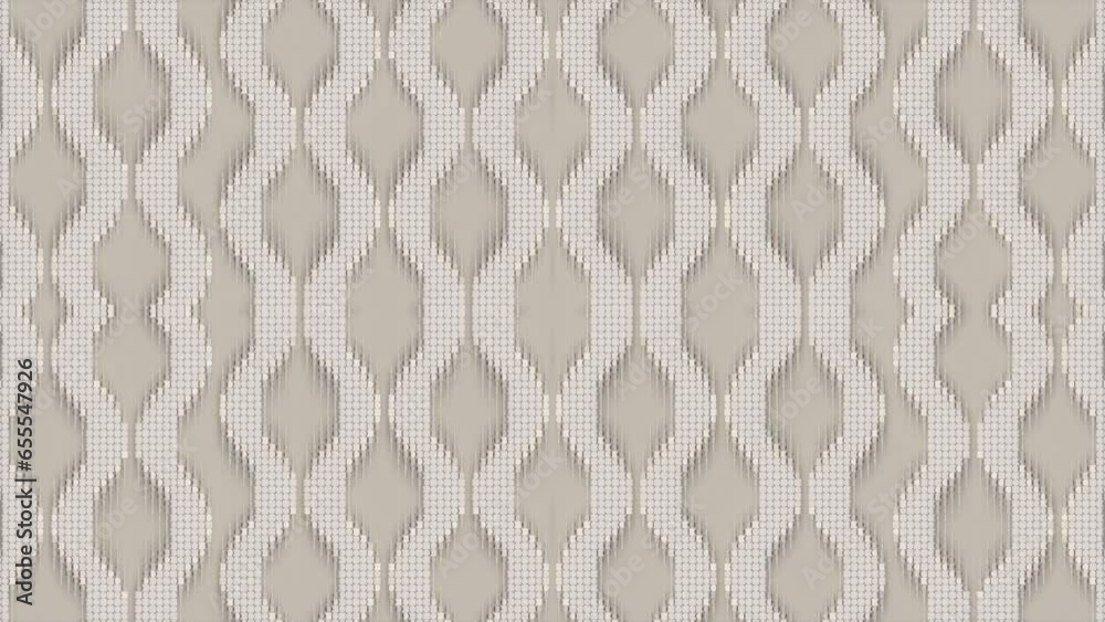 Aufkleber Digital loop animation of a symmetrical white geometric pattern. 3d rendering 4K