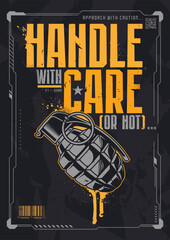 Hand Grenade Typographic Print Design - 655548540