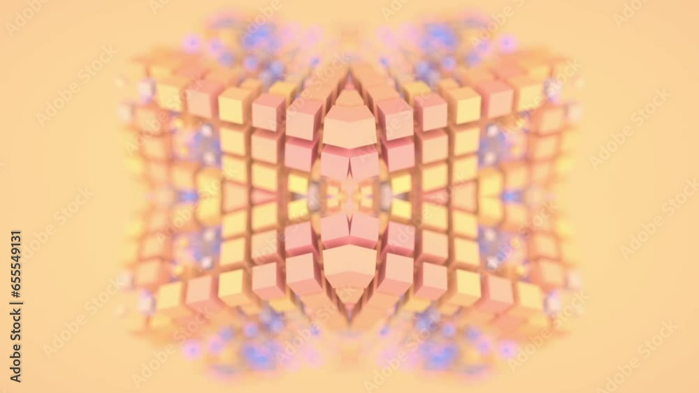Aufkleber Seamless loop animation of colored rectangular geometric shapes. 3d rendering HD