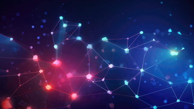 Abstract technology background with binary code representing digital innovation connect to dots