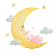 baby sleep with smile moon