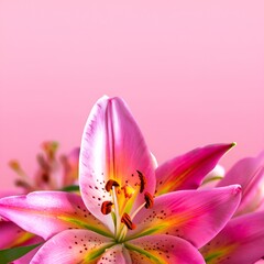 Fototapeta na wymiar close up of pink lily flower, pink, nature, plant, spring, blossom, petal, purple, macro, beauty, bloom, flowers, 