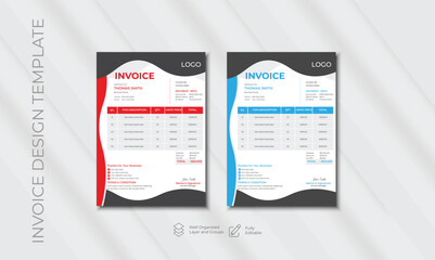 Minimal Corporate Business Invoice design template vector illustration bill form price invoice