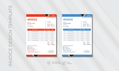 Minimal Corporate Business Invoice design template vector illustration bill form price invoice
