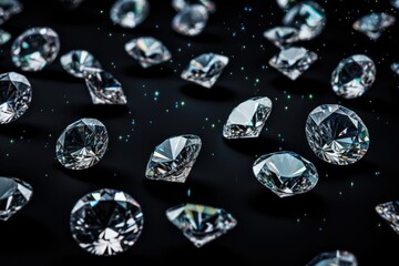 Luxury diamonds on black background