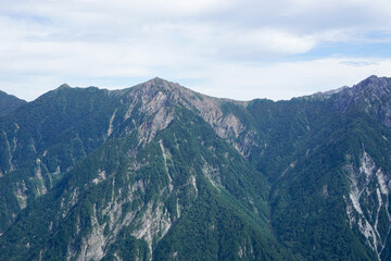 富山県立山黒部アルペンルートからの立山連峰の景色