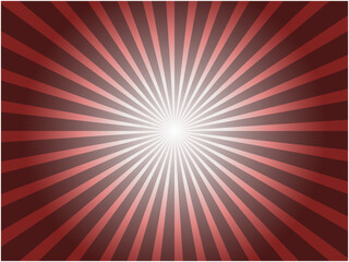 ダークなイメージの太陽光線風の集中線背景_レッド