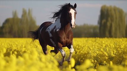 Beautiful brown and white horse rearing up - obrazy, fototapety, plakaty