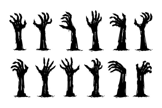 various creeppy zombie hands silhouette