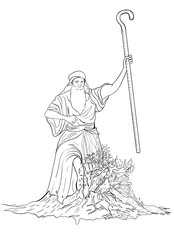 Moses leading the Israelites out of Egypt line art