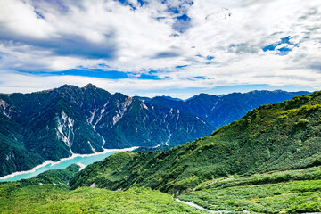 Obraz premium 富山県立山黒部アルペンルートからの立山連峰の景色