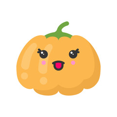 Cute smiling pumpkin, isolated colorful vector vegetable icon - 655561573