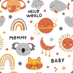 Cute boho rainbow seamless pattern. Creative childish print for fabric, wrapping, textile, wallpaper, apparel.