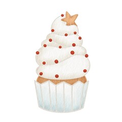 Christmas cupcakes illustration for decoration on Christmas holiday event.
