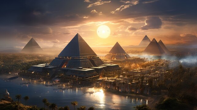Futuristic Ancient Egyp with Sci-Fi Pyramids