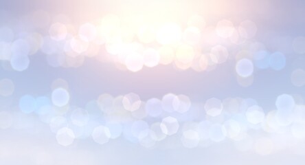 Holiday bokeh blue yellow pearlescent airy background.