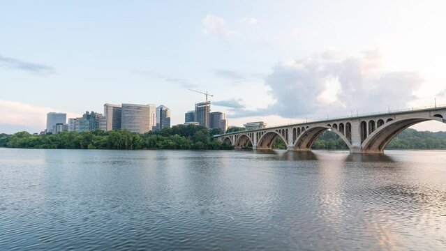 A sunset time lapse of the Arlington Virginia Skyline