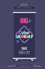 editable standing banner cyber monday text effect.typhography logo