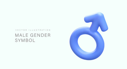 Realistic male gender symbol. Blue sign of Mars. Color vector image. Icon, sign of restrooms, goods for men. Sexual orientation. Illustration for sex shop