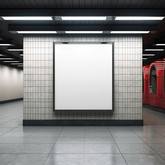 Blank picture frame in underground subway