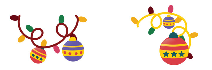 vector collection of light bulb decorations for Christmas and New Year holiday celebrations, for banners, posters or greeting cards