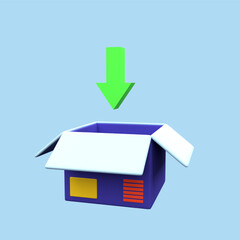 3d package box object ready to be filled