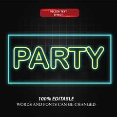 3d text effect editable Party colorful lines glow and dark background banner, poster or greeting card party in October vector template