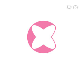 Letter CX or WX or MX Orbit floral monogram design with white background. 