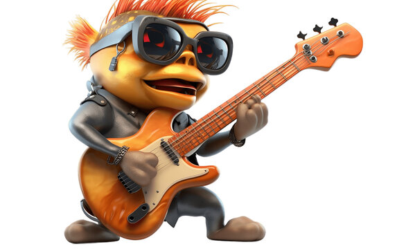 Rock Star 3D Cartoon Fish in a Suited Jam