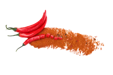 Keuken spatwand met foto PNG, hot chili pepper spice, isolated on white background. © Atlas