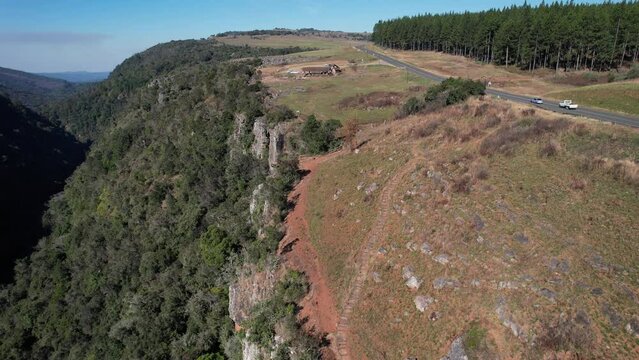 Aerial views of Mac Mac Falls, in Graskop, South Africa