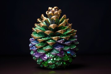 pinecone decorated with paint and glitter