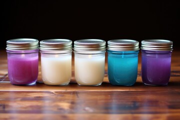 a group of finished frosted glass jar candles