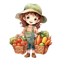 Farmer vegetable cute girl sublimation