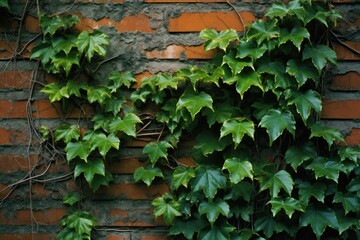 ivy spreading over a brick wall