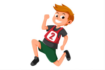 Cute Runner Boy Character Illustration