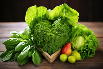 a stack of leafy green vegetables suggesting heart health