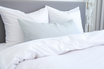 Fototapeta na wymiar a clean white bedsheet with two matching pillows