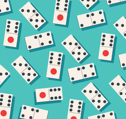 Domino pieces background. Board game vector illustration	
