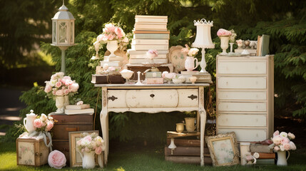 Vintage Romantic Wedding with Antique Furniture and Pastle Colors Stuff