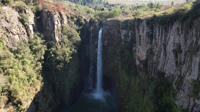Aerial views of Mac Mac Falls, in Graskop, South Africa